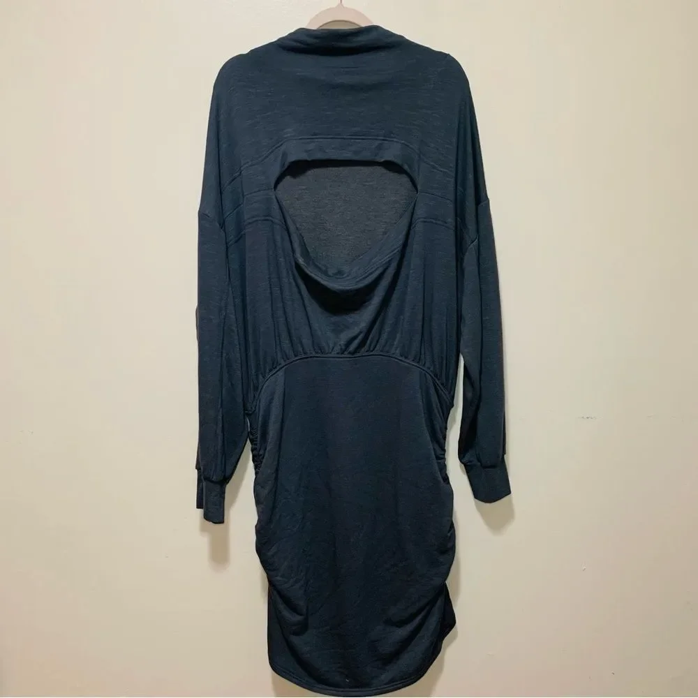 Daily Practice by Anthropologie Ruched long sleeve grey midi dress size 2x